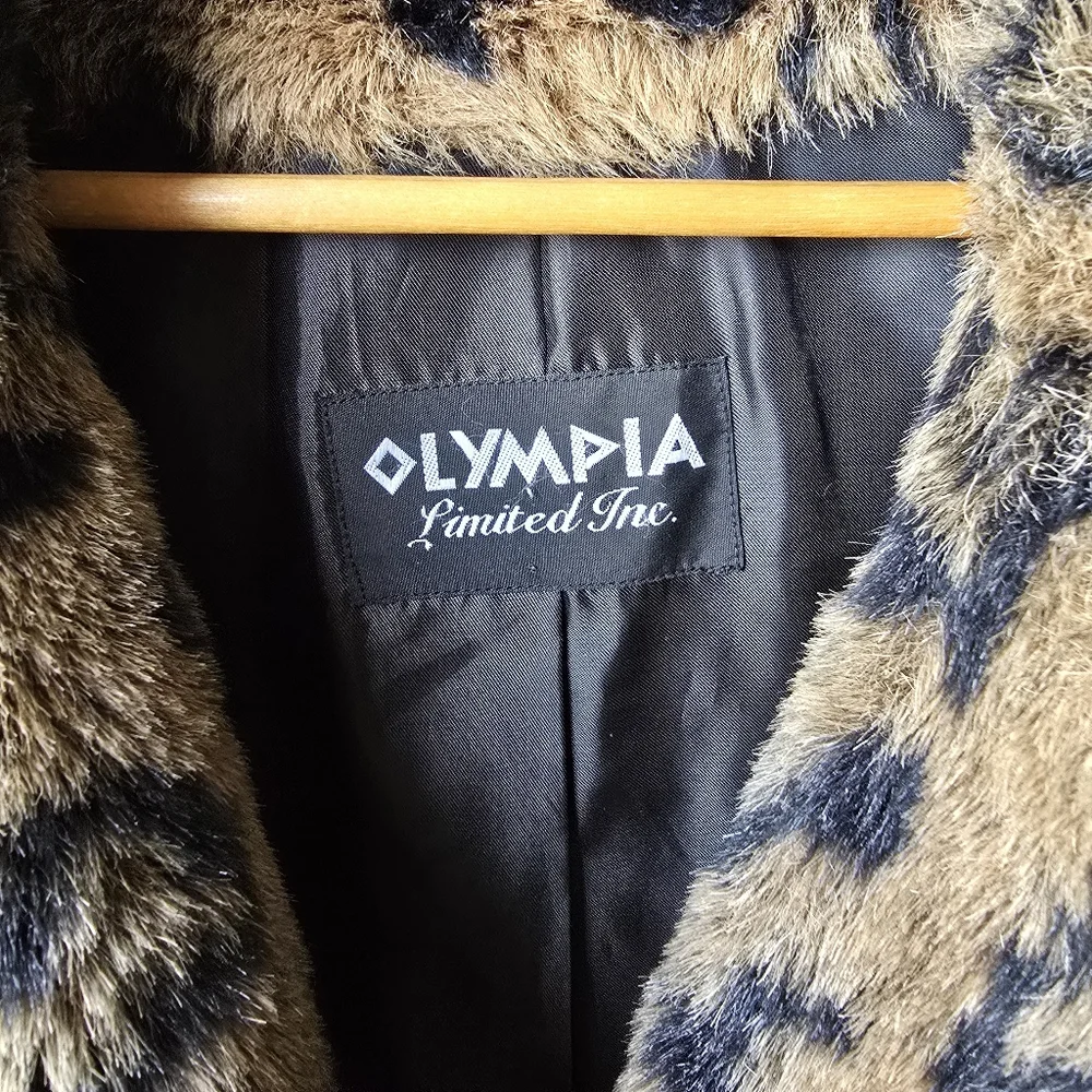 Vintage Olympia Limited Inc Leopard Print Faux Fur Parka Jacket Size Medium - Picture 7 of 12